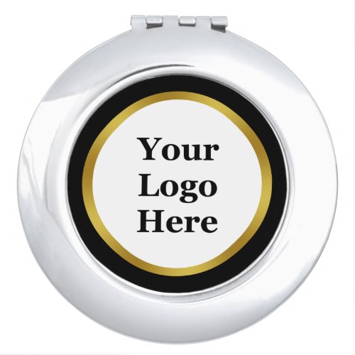Elegant Black White Gold Your Logo Here Template Compact Mirror