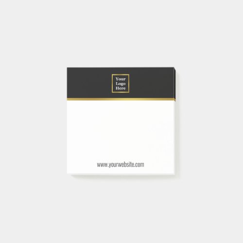 Elegant Black White  Gold Your Logo Here Template Post_it Notes