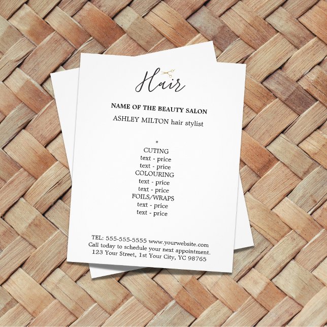Elegant Black White Golden Scissors Hair Menu Flye Flyer (Creator Uploaded)