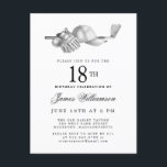 Elegant Black White Golf 18th Birthday Party  Invitation Postcard<br><div class="desc">Elegant black and white birthday invitation for a golfer. The top of the invitation is decorated with golf accessories - a golf club, golf ball, hat and gloves. The watercolor design creates a traditional and classic aesthetic. Perfect for a birthday bash at the club or a backyard BBQ. All of...</div>