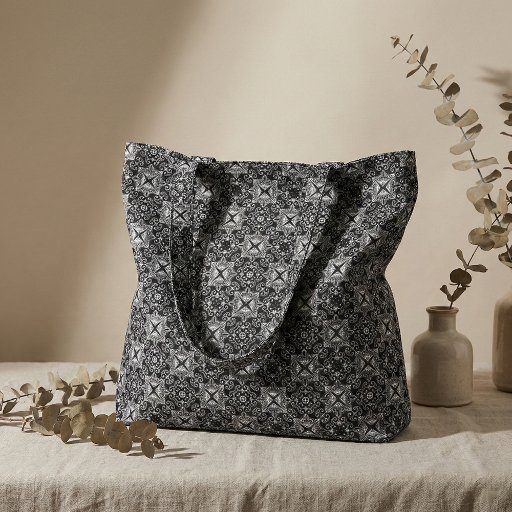 Elegant Black White Gothic Baroque Mosaic Damask Fabric