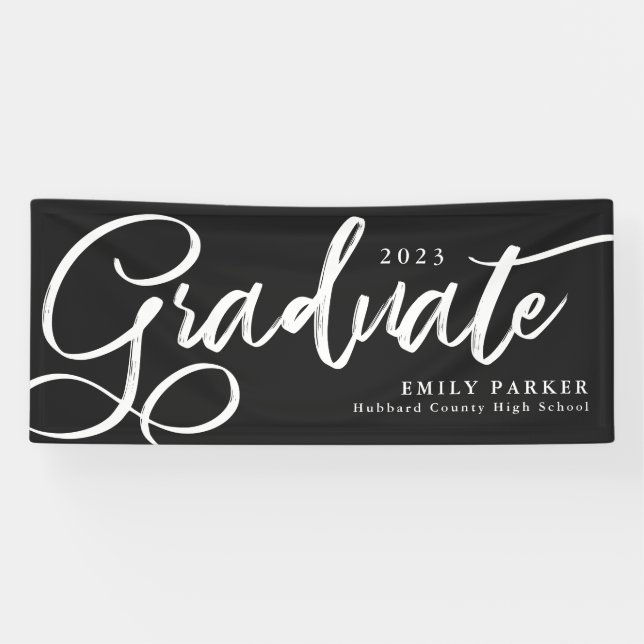 Elegant Black White Graduate Banner (Horizontal)