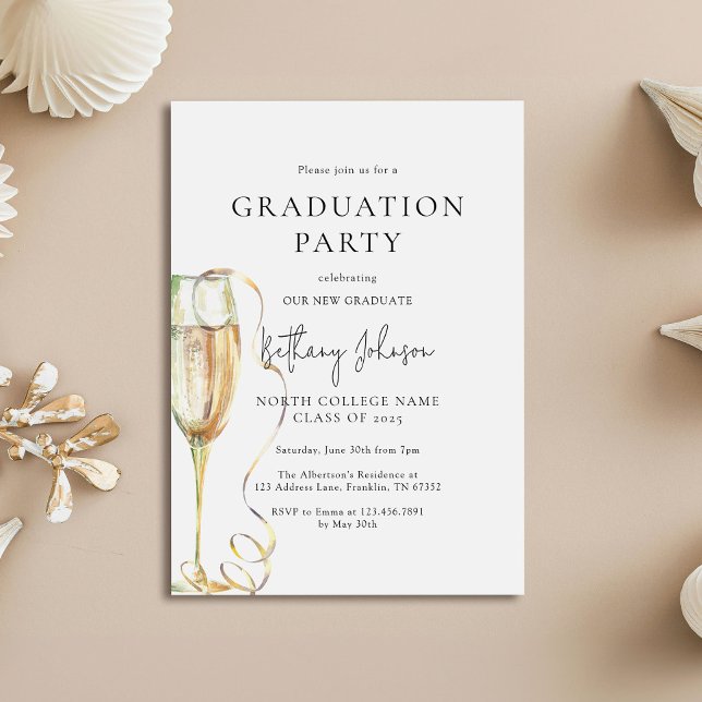 Elegant Black White Graduation Party Invitation (Creator Uploaded)