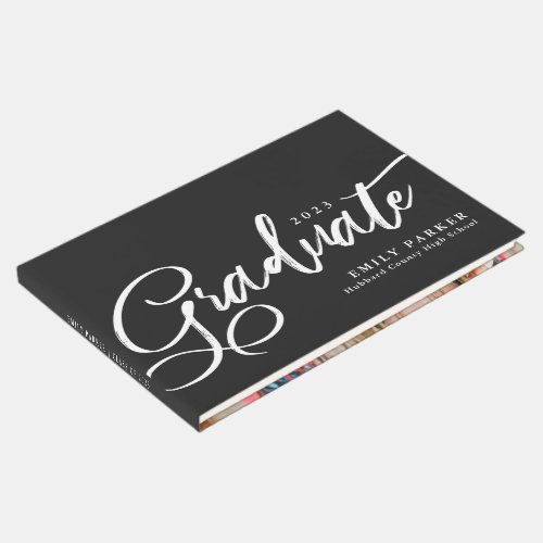 Elegant Black White Graduation Party Photo Guest Book