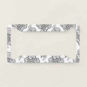 Elegant Black White Grape Bunches Wine Fruit Lover License Plate Frame