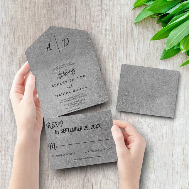Elegant black white gray All in One Wedding Invite (Creator Uploaded)
