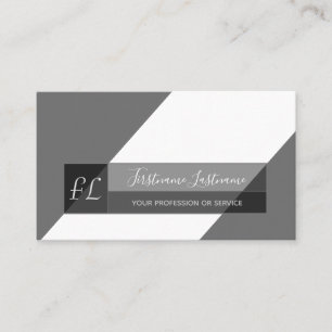 Elegant black white gray minimal triangle monogram business card