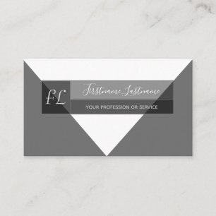 Elegant black white gray minimal triangle monogram business card