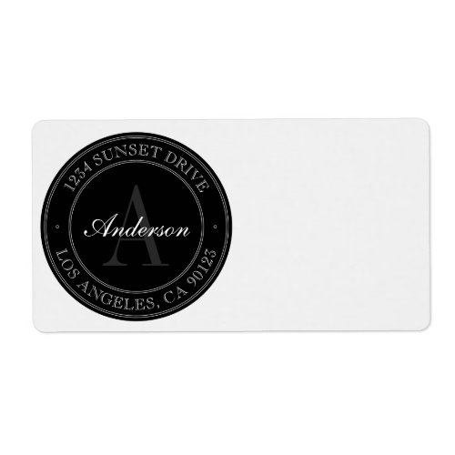 Elegant Black White Gray Monogram Label