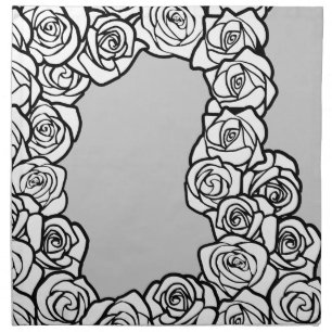Elegant Black White Grey Roses Floral Pattern Napkin
