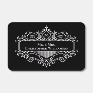 Elegant Black White Guest Monogrammed Wedding Matchboxes