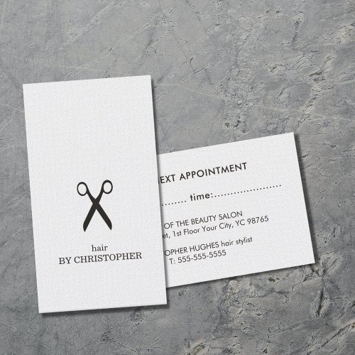 Elegant BlackWhite Hair Stylist Appointment Card