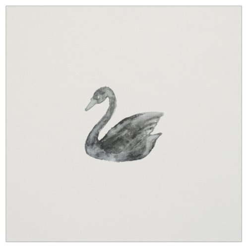 Elegant black white hand painted watercolor swan fabric