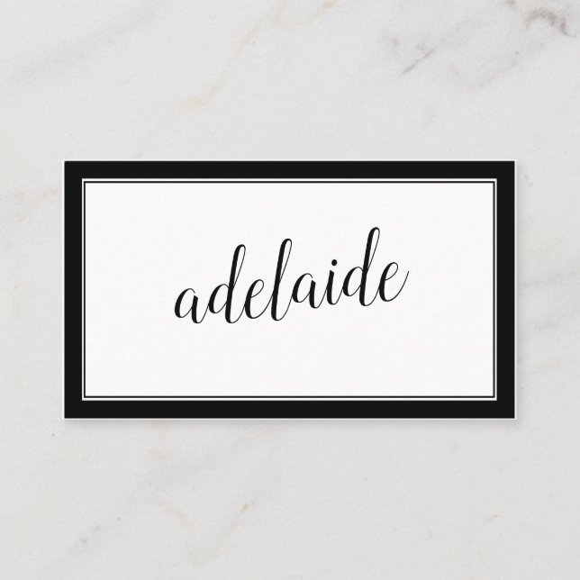Elegant Black White Handlettered Script Signature Business Card (Front)