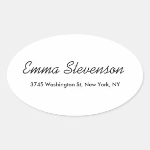 Elegant Black & White Handwriting Professional Oval Sticker