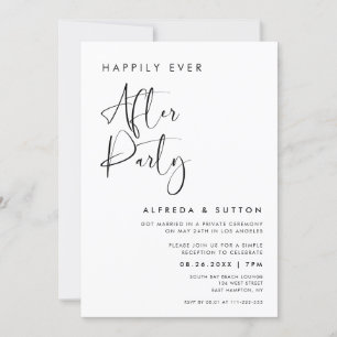 Elegant Black & white Happily ever after party Invitation