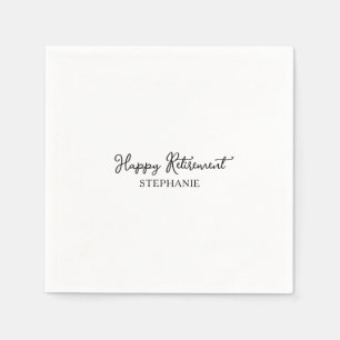 Elegant Black & White Happy Retirement Napkins