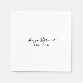 Elegant Black & White Happy Retirement Napkins