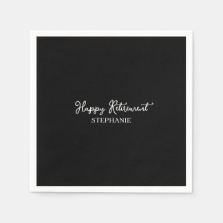 Elegant Black & White Happy Retirement Napkins