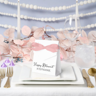 Elegant Black & White Happy Retirement Thank You Favor Boxes