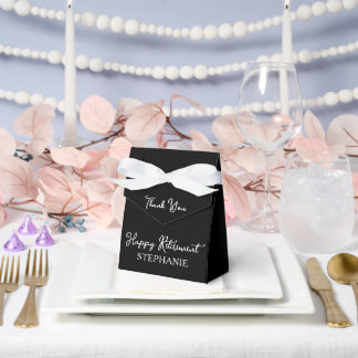 Elegant Black & White Happy Retirement Thank You Favor Boxes