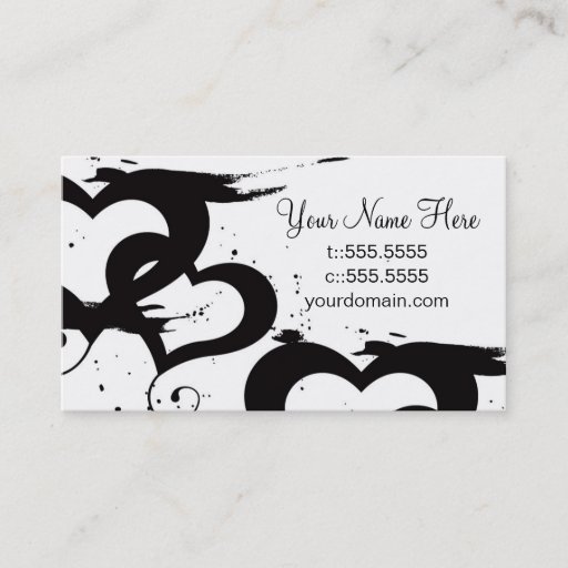 Customizable Elegant Black&amp; White Hearts Business Cards