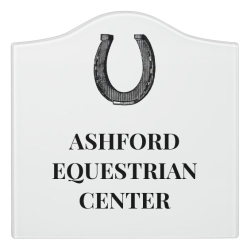 Elegant Black White Horseshoe Equestrian Farm Barn Door Sign