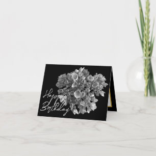 Elegant Black White Hydrangea Botanical Birthday Card