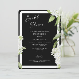 Elegant Black White Hydrangea Bridal Shower Invitation