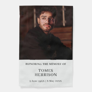 Elegant Black White In Loving Memory Flag