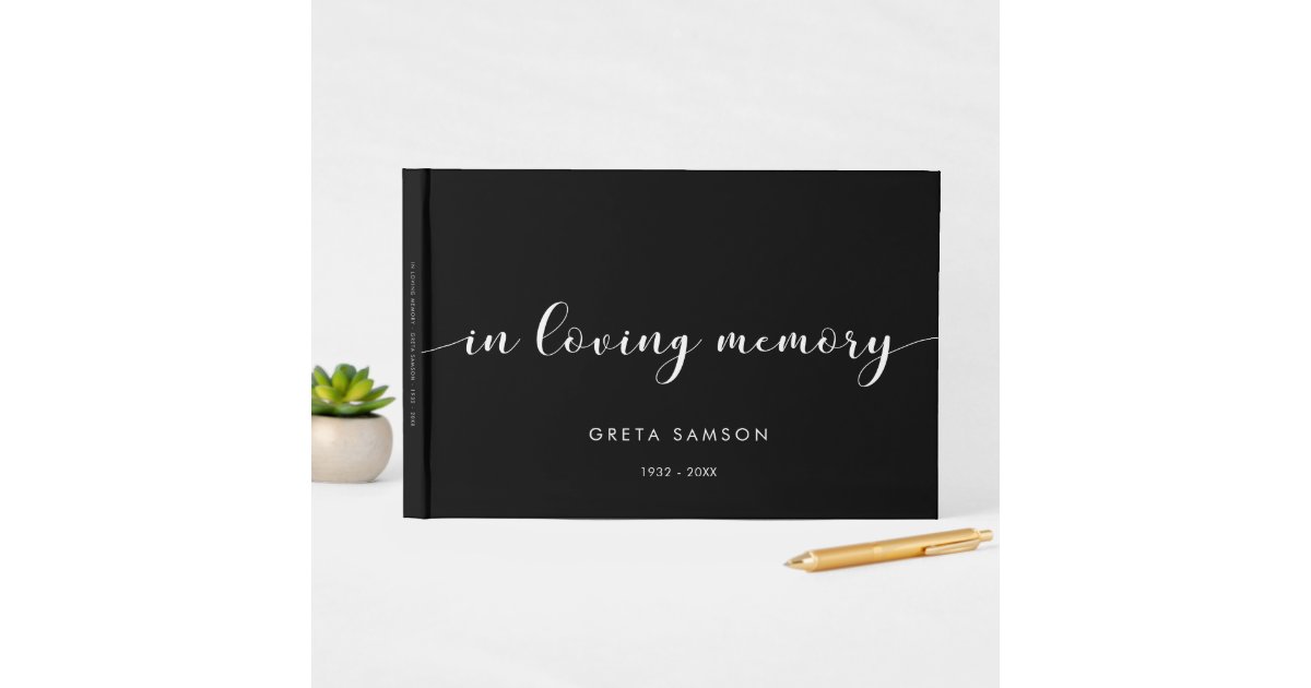 Elegant black & white In loving memory funeral Guest Book | Zazzle