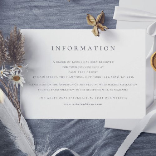 Elegant Black White Information Wedding  Enclosure Card