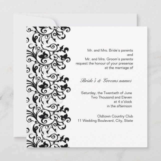 Elegant black & white invitation (Front)