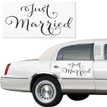 Elegant Black White Just Married Wedding Car Magnet<br><div class="desc">The perfect way to announce to your community that someone has just gotten married. Elegant black script font and white background. Congratulations to the newlyweds! Fun way to celebrate the newly married couple.</div>