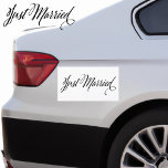 Elegant Black White Just Married Wedding Car Magnet<br><div class="desc">The perfect way to announce to your community that someone has just gotten married. Elegant black script font and white background. Congratulations to the newlyweds!</div>