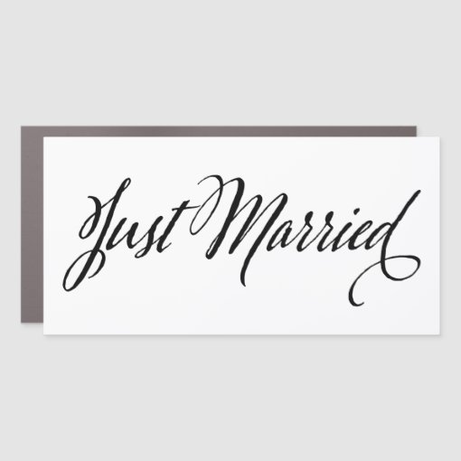 Elegant Black White Just Married Wedding Car Magnet | Zazzle