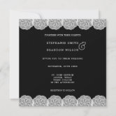 Vintage Black Lace Rustic Burlap Islamic Wedding Invitation