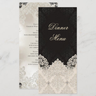 Elegant Black White Lace Wedding Dinner Menu
