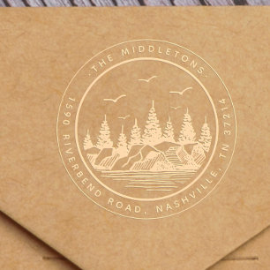 Elegant Black & White Landscape Return Address Embosser