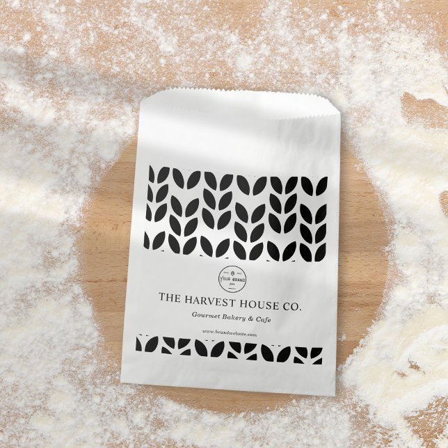 Elegant Black & White Large Wheat Pattern Bakery  Favor Bag (Creator Uploaded)