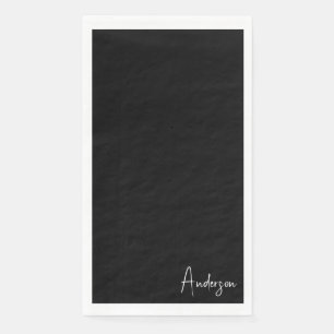 Elegant Black & White Last Name Paper Guest Towels