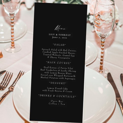 Elegant Black  White Long Menu