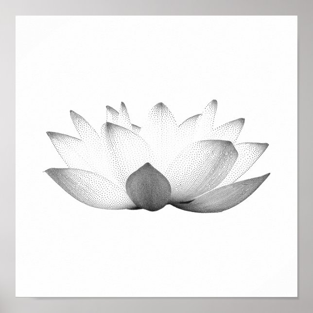 Elegant Black & White Lotus Floral Poster (Front)