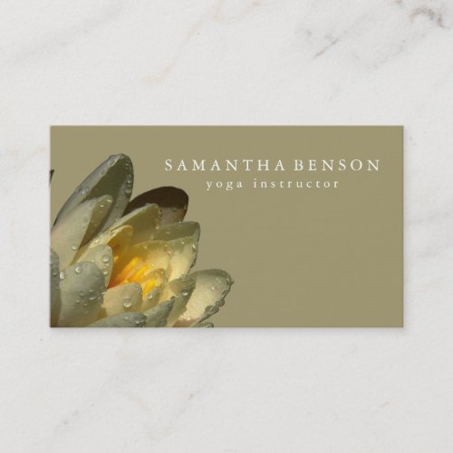 Elegant Black & white Lotus Flower Logo Yoga Busin Business Card
