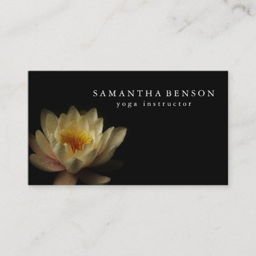 Elegant Black  white Lotus Flower Logo Yoga Busin Business Card