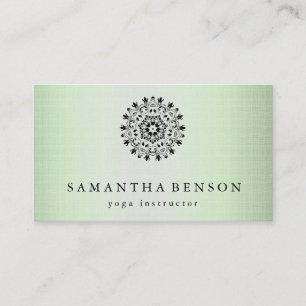 Elegant Black & white Lotus Flower Logo Yoga Business Card