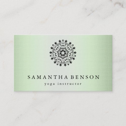 Elegant Black  white Lotus Flower Logo Yoga Business Card