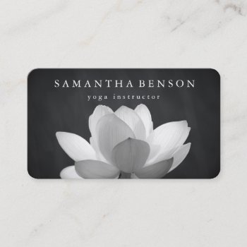 Elegant Black & White Lotus Flower Logo Yoga Business Card by sunbuds at Zazzle