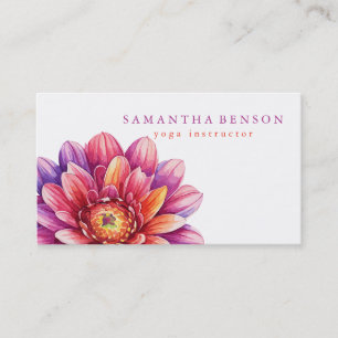 Elegant Black & white Lotus Flower Logo Yoga Business Card