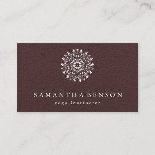 Elegant Black & white Lotus Flower Logo Yoga Business Card